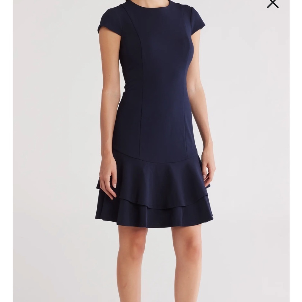 Eliza J Cap Sleeve Double Ruffle Minidress